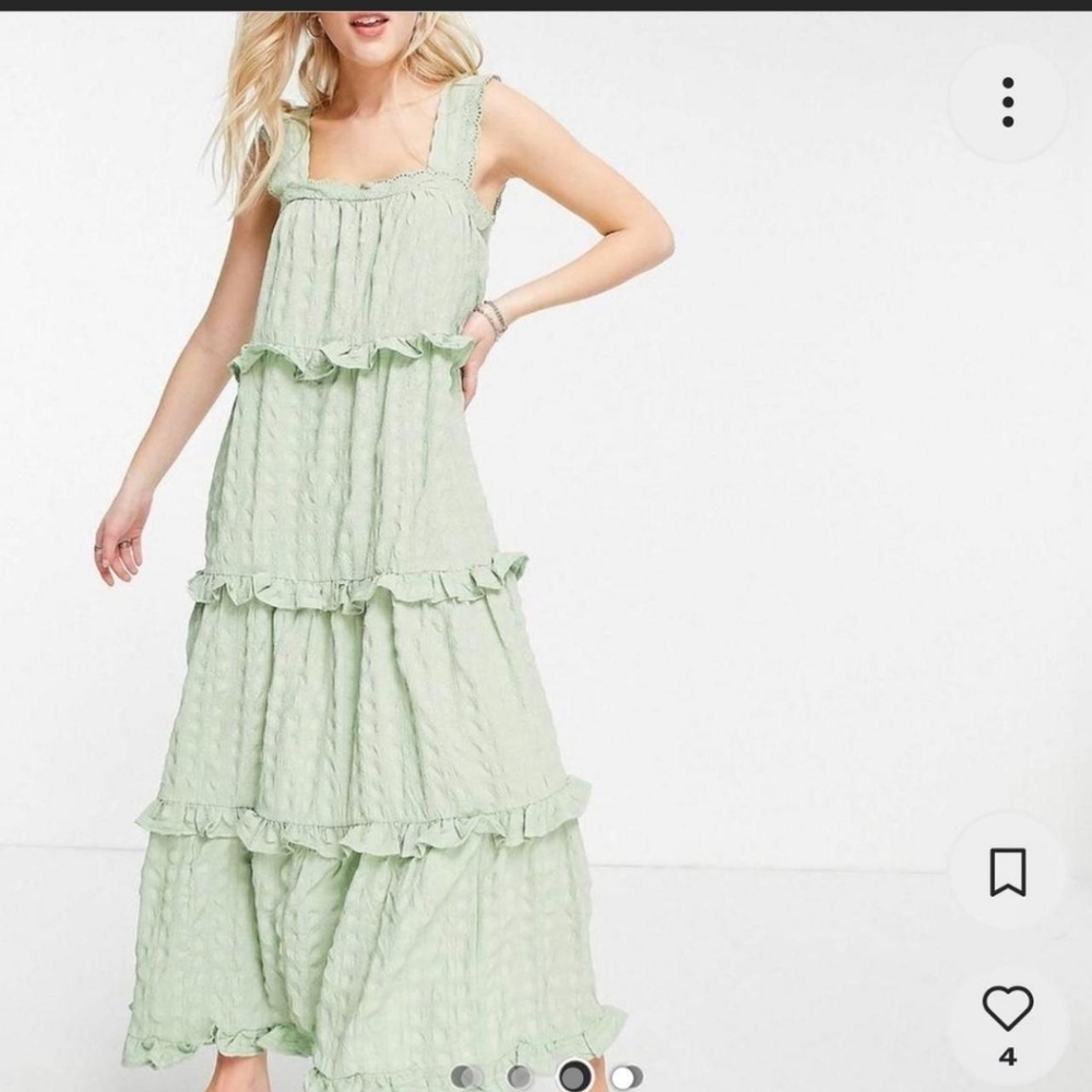 ASOS Light Green Tiered Maxi Dress